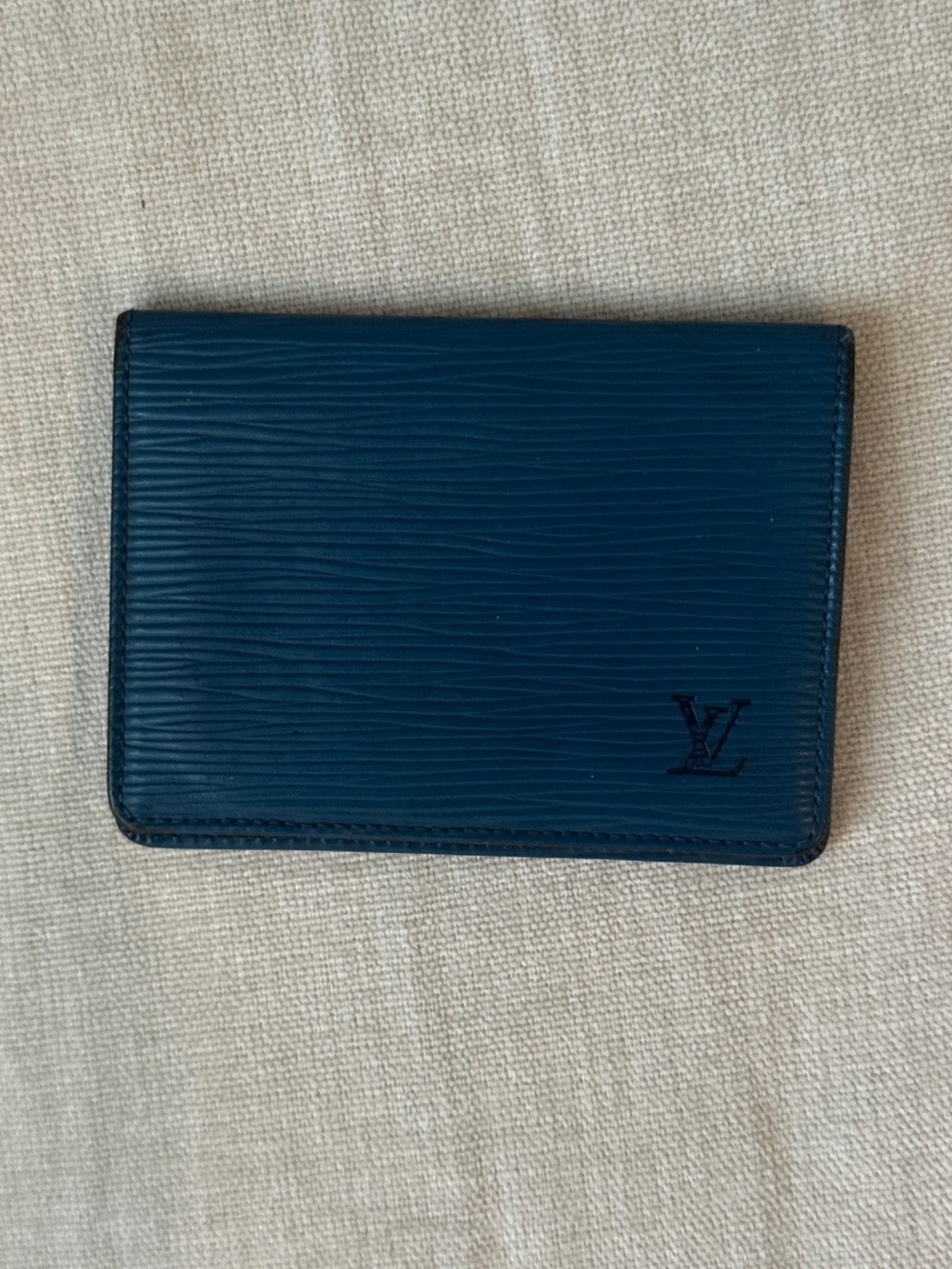 Louis Vuitton Vintage Blue Epi Leather Bifold ID Card Holder Wallet